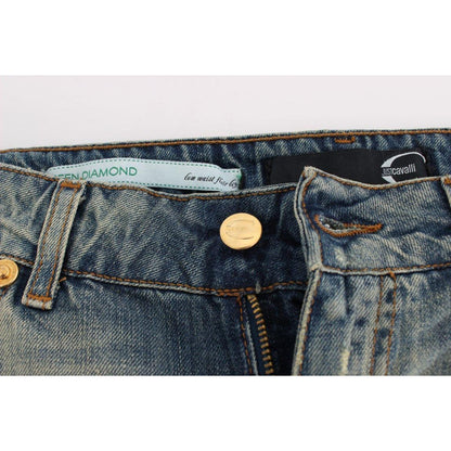 Cavalli Blue Cotton Low Waist Jeans Cavalli