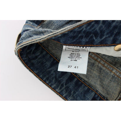 Cavalli Blue Cotton Low Waist Jeans Cavalli