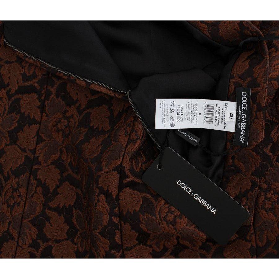 Dolce & Gabbana Brown Floral Brocade Mini Bubble Skirt Dolce & Gabbana