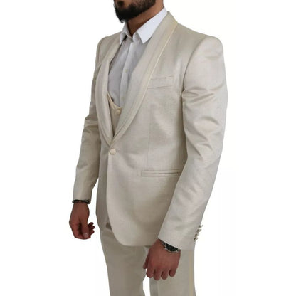 Dolce & Gabbana Beige Wool Crème 3 Piece SICILIA Shawl Suit