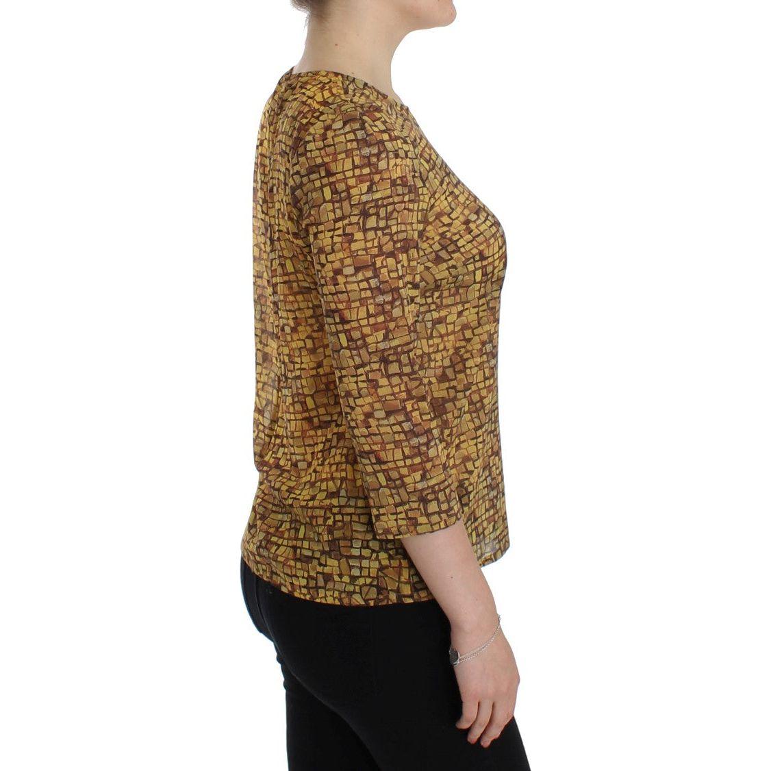 Dolce & Gabbana Multicolor Mosaic Print Silk Blouse T-shirt