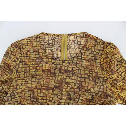 Dolce & Gabbana Multicolor Mosaic Print Silk Blouse T-shirt