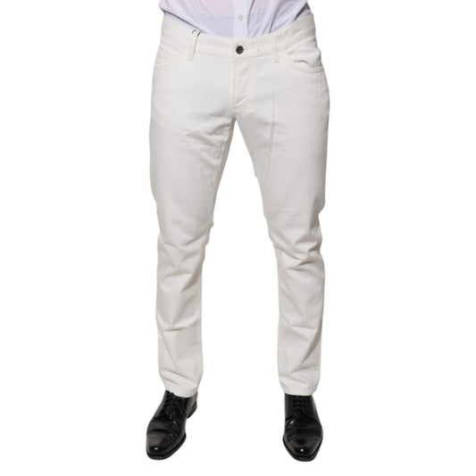 Dolce & Gabbana White Cotton Skinny Denim Jeans