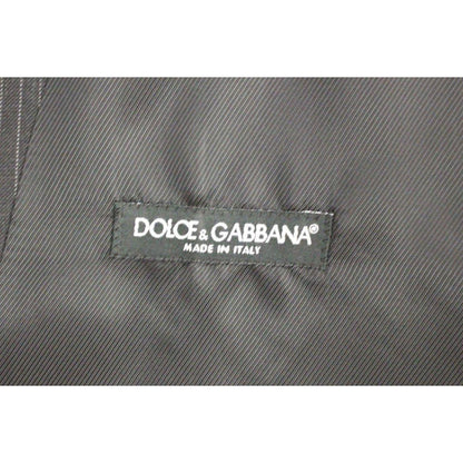 Dolce & Gabbana Gray Striped Wool Single Breasted Vest Dolce & Gabbana
