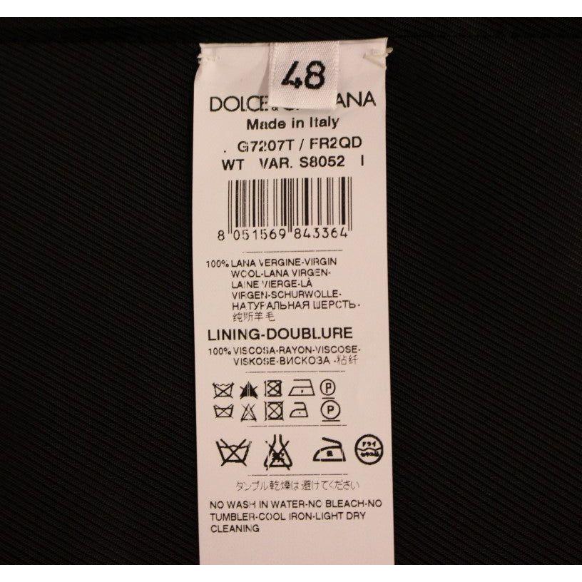 Dolce & Gabbana Gray Striped Wool Single Breasted Vest Dolce & Gabbana