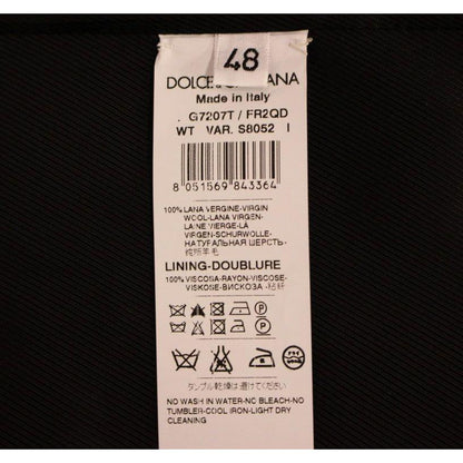 Dolce & Gabbana Gray Striped Wool Single Breasted Vest Dolce & Gabbana