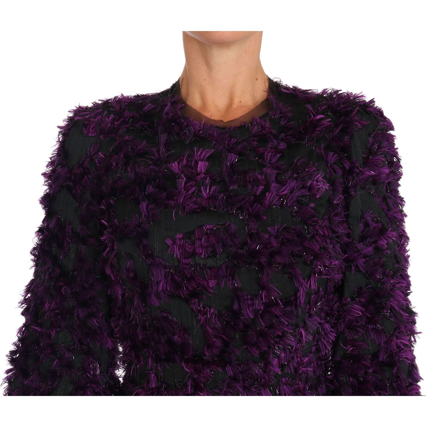 Dolce & Gabbana Purple Fringe Midi Sheath Dress Dolce & Gabbana