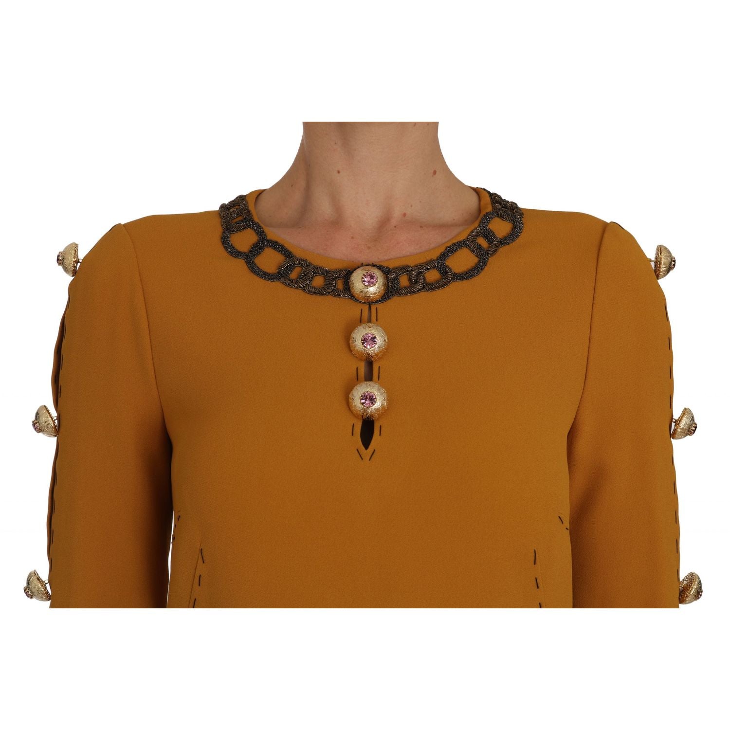 Dolce & Gabbana Brown Mini  Crystal Embellished Dress