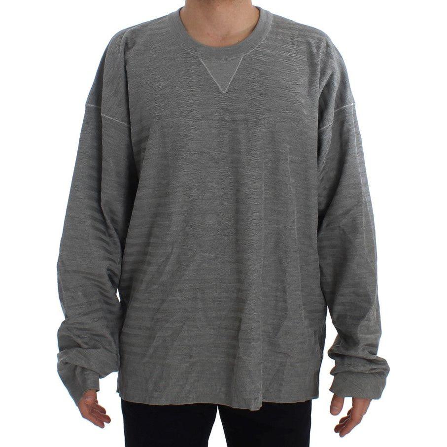 Dolce & Gabbana Gray Crewneck Pullover Silk Sweater Dolce & Gabbana