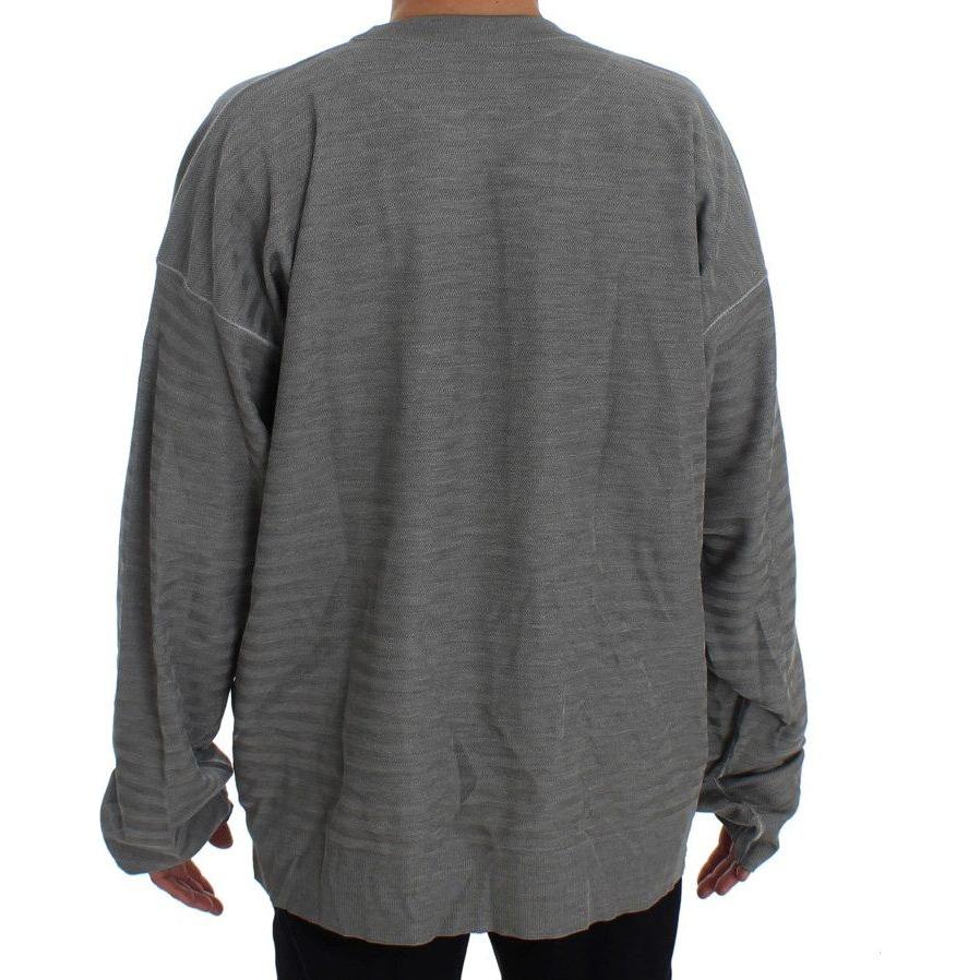Dolce & Gabbana Gray Crewneck Pullover Silk Sweater Dolce & Gabbana