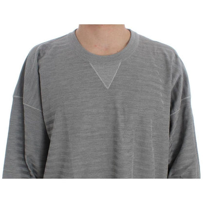 Dolce & Gabbana Gray Crewneck Pullover Silk Sweater Dolce & Gabbana