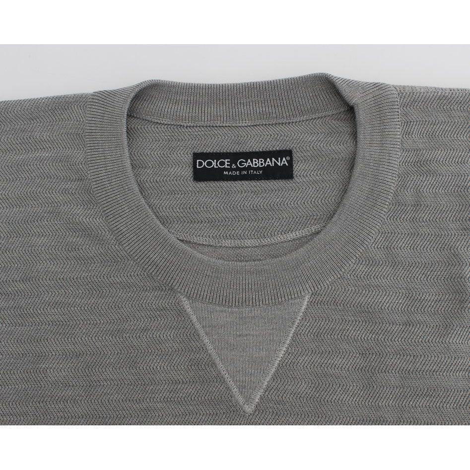 Dolce & Gabbana Gray Crewneck Pullover Silk Sweater Dolce & Gabbana