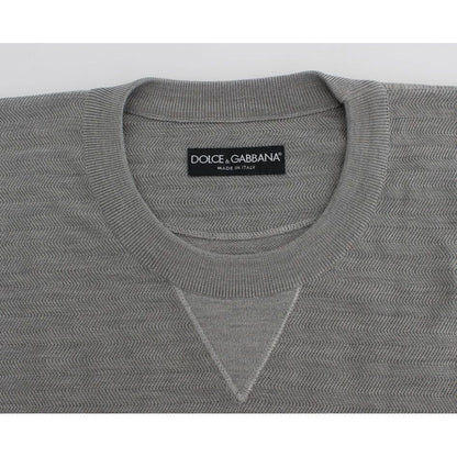Dolce & Gabbana Gray Crewneck Pullover Silk Sweater Dolce & Gabbana