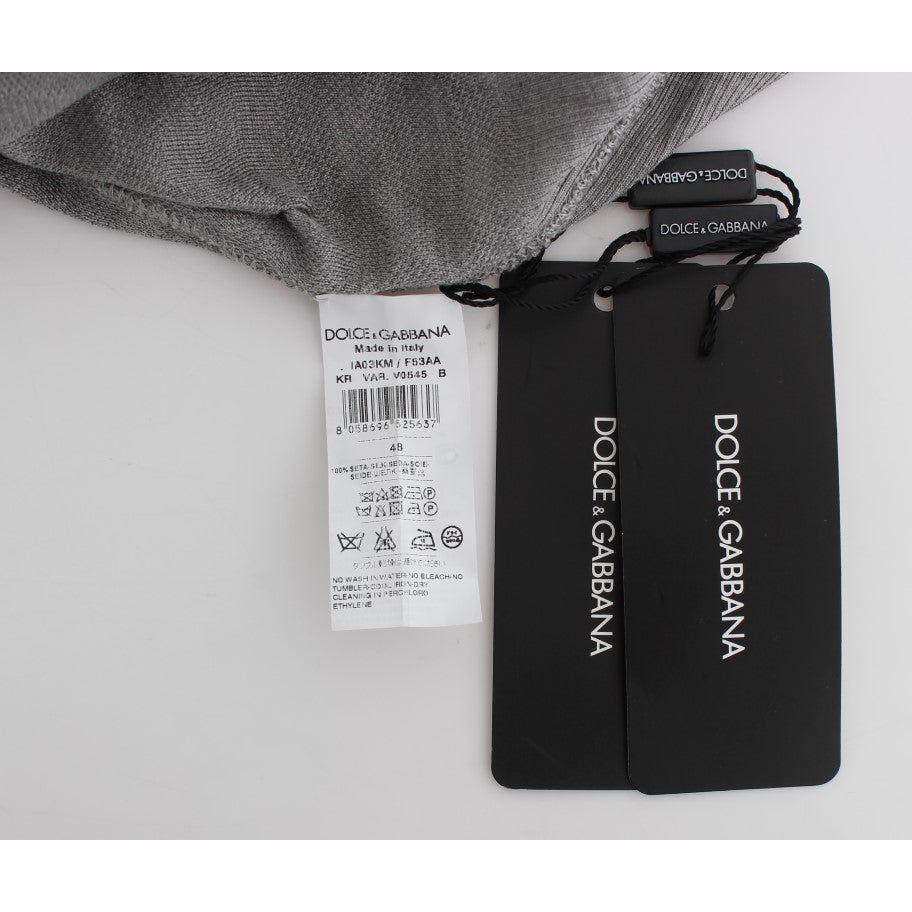 Dolce & Gabbana Gray Crewneck Pullover Silk Sweater Dolce & Gabbana