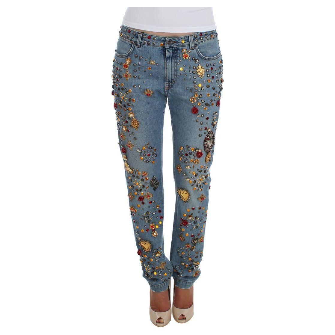 Dolce & Gabbana Crystal Roses Heart Embellished Jeans Dolce & Gabbana