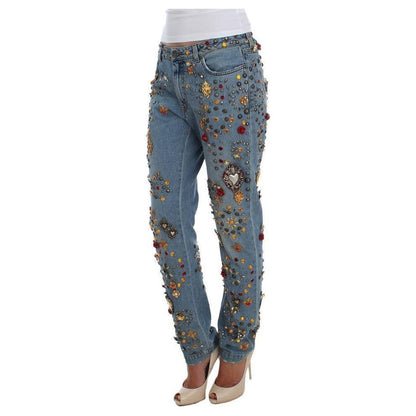 Dolce & Gabbana Crystal Roses Heart Embellished Jeans Dolce & Gabbana