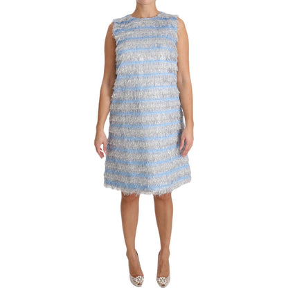 Dolce & Gabbana Light Blue Silver Shift Gown Dress Dolce & Gabbana