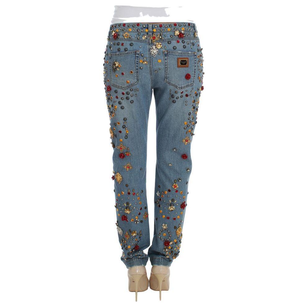 Dolce & Gabbana Crystal Roses Heart Embellished Jeans Dolce & Gabbana