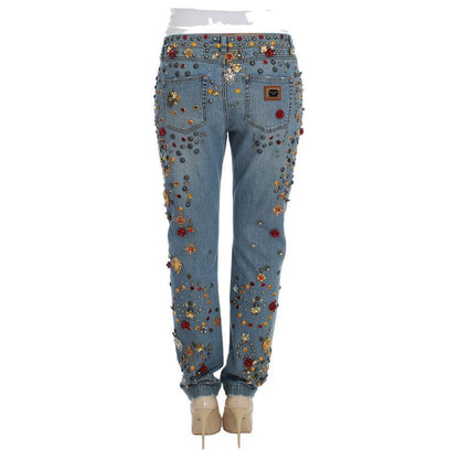 Dolce & Gabbana Crystal Roses Heart Embellished Jeans Dolce & Gabbana