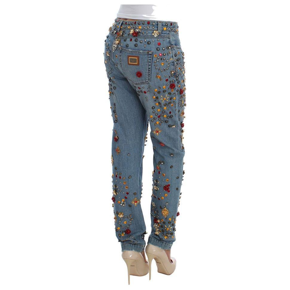 Dolce & Gabbana Crystal Roses Heart Embellished Jeans Dolce & Gabbana
