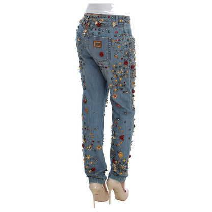 Dolce & Gabbana Crystal Roses Heart Embellished Jeans Dolce & Gabbana
