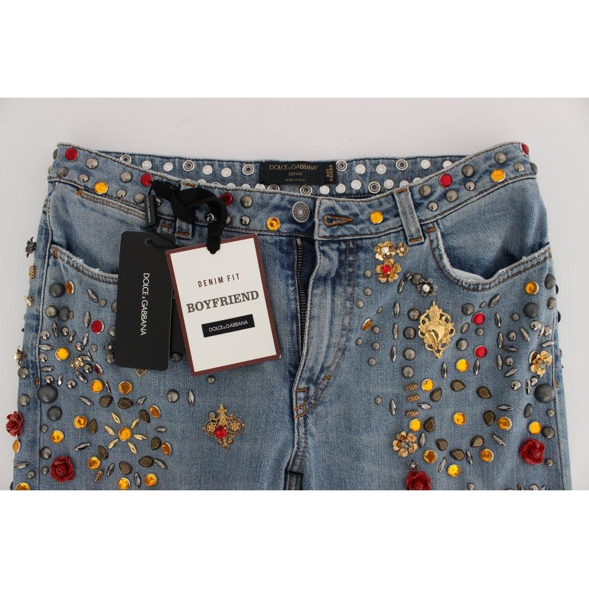Dolce & Gabbana Crystal Roses Heart Embellished Jeans Dolce & Gabbana
