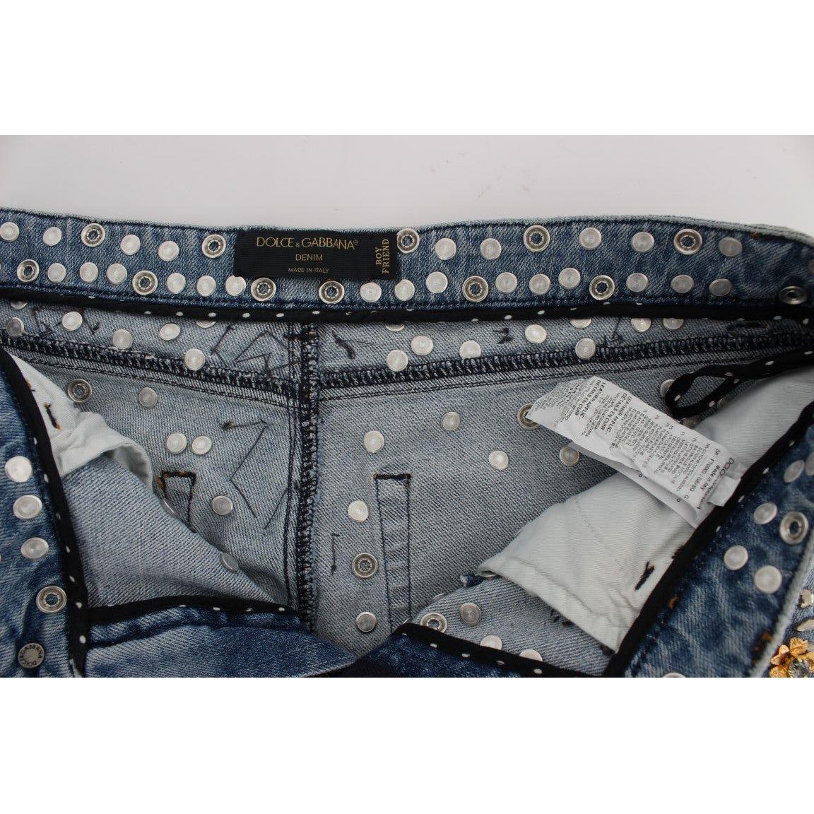 Dolce & Gabbana Crystal Roses Heart Embellished Jeans Dolce & Gabbana