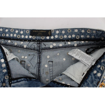 Dolce & Gabbana Crystal Roses Heart Embellished Jeans Dolce & Gabbana