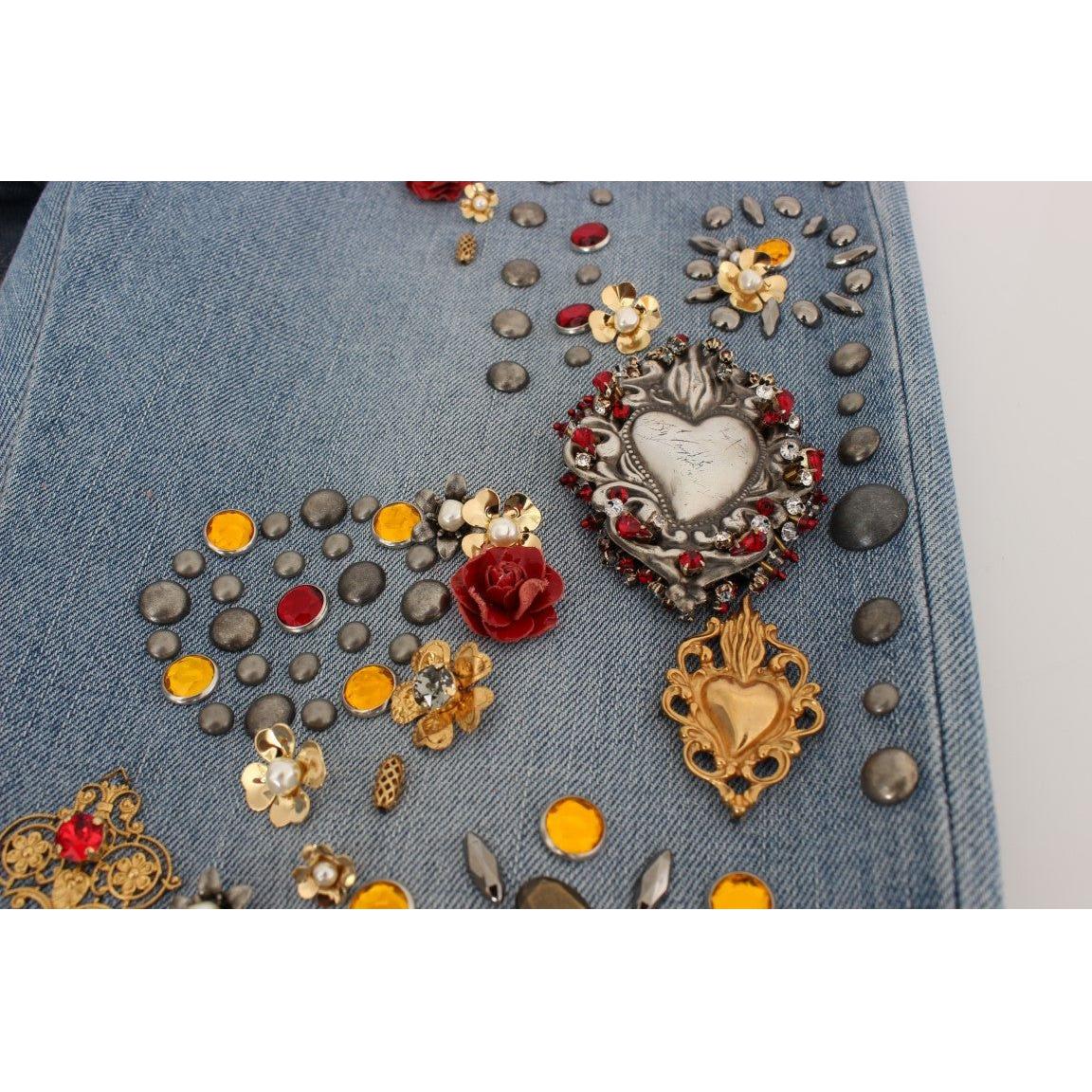 Dolce & Gabbana Crystal Roses Heart Embellished Jeans Dolce & Gabbana
