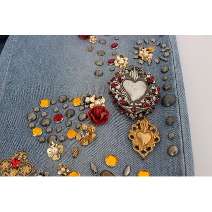 Dolce & Gabbana Crystal Roses Heart Embellished Jeans Dolce & Gabbana