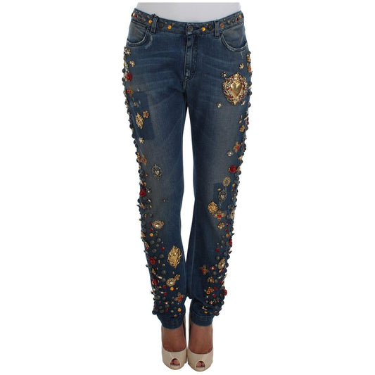 Dolce & Gabbana Crystal Roses Heart Embellished Jeans Dolce & Gabbana