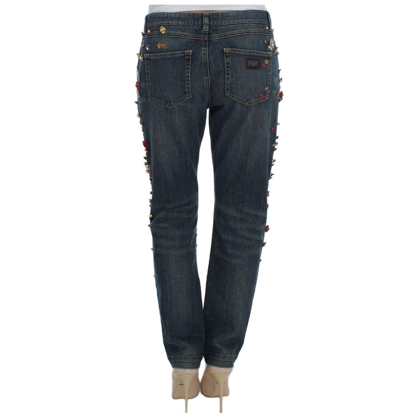 Dolce & Gabbana Crystal Roses Heart Embellished Jeans Dolce & Gabbana