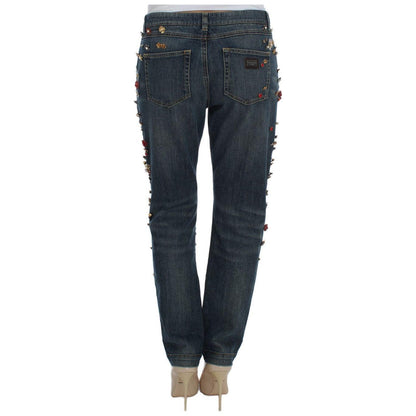 Dolce & Gabbana Crystal Roses Heart Embellished Jeans Dolce & Gabbana