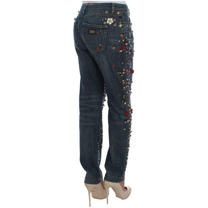Dolce & Gabbana Crystal Roses Heart Embellished Jeans Dolce & Gabbana