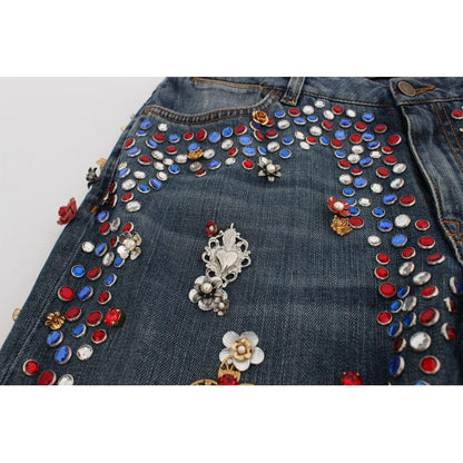 Dolce & Gabbana Crystal Roses Heart Embellished Jeans Dolce & Gabbana
