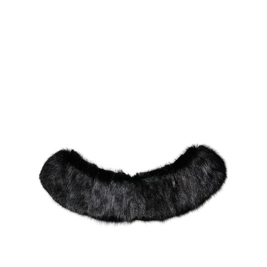 Dolce & Gabbana Black Fur Shawl Neck Wrap Cover Collar Scarf