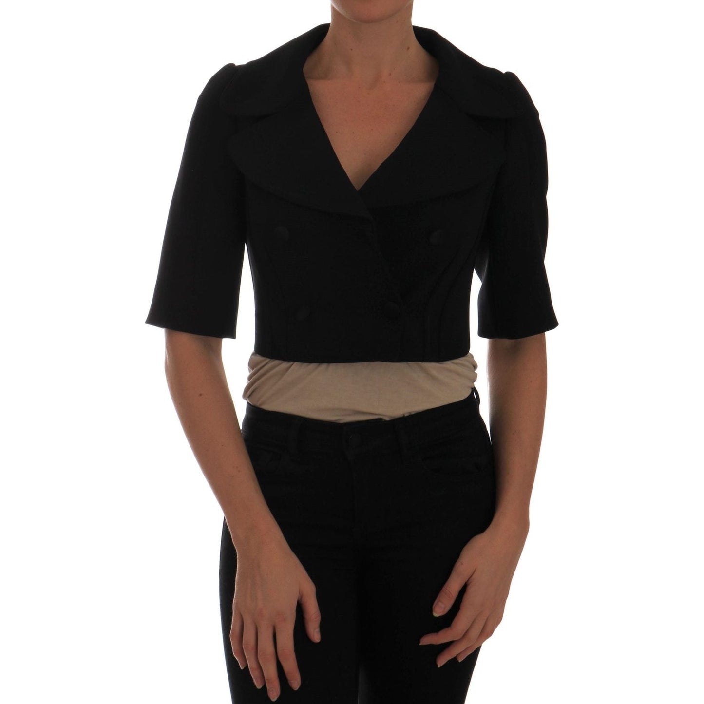 Dolce & Gabbana Black Short Croped Jacket Blazer Dolce & Gabbana