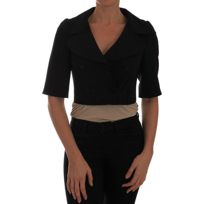 Dolce & Gabbana Black Short Croped Jacket Blazer Dolce & Gabbana