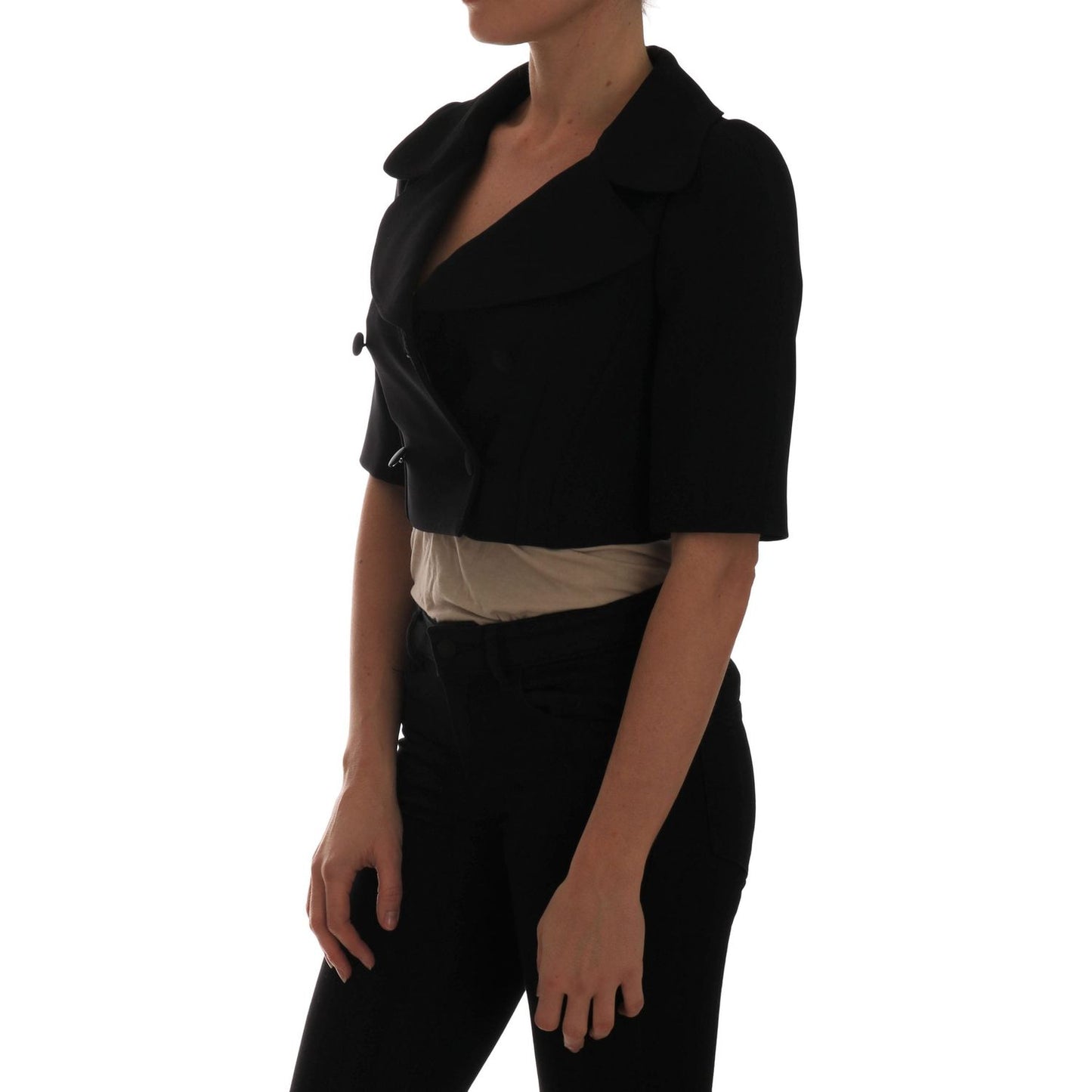 Dolce & Gabbana Black Short Croped Jacket Blazer Dolce & Gabbana