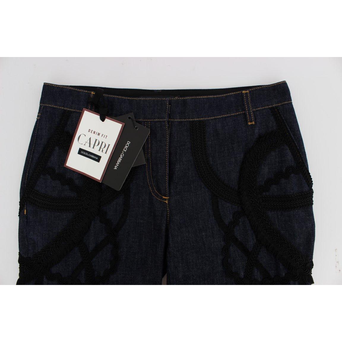 Dolce & Gabbana Blue Denim Cotton CAPRI Torero Jeans Dolce & Gabbana