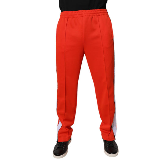 MSGM Red White Mid Waist Men Jogger Sweatpants Pants