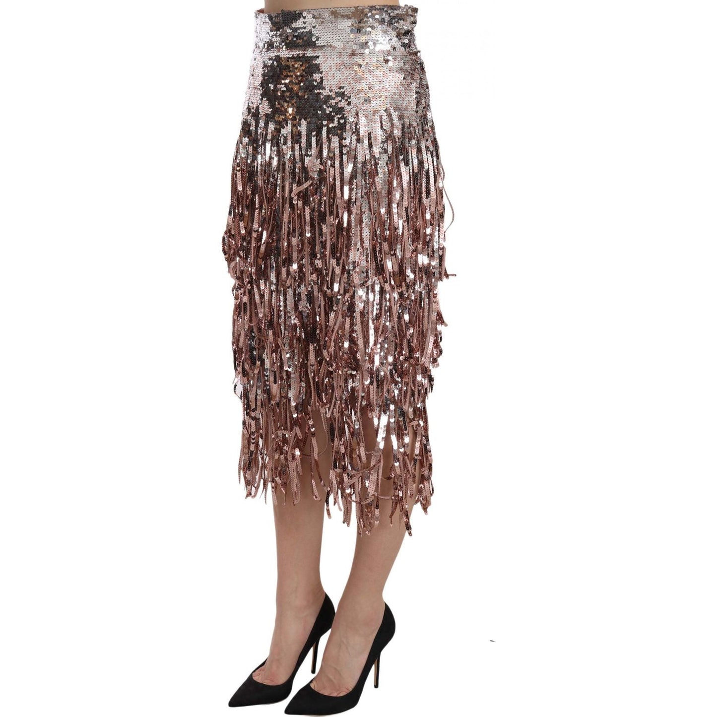 Dolce & Gabbana Sequin Embellished Fringe Midi Pencil Skirt Dolce & Gabbana