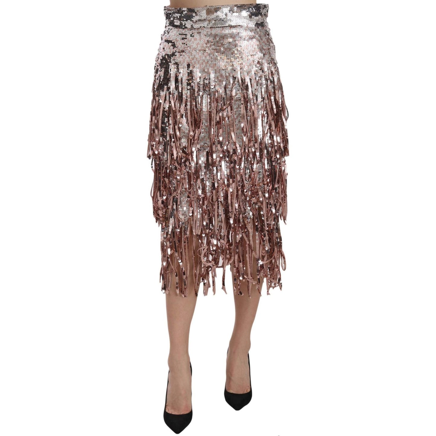 Dolce & Gabbana Sequin Embellished Fringe Midi Pencil Skirt Dolce & Gabbana