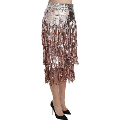 Dolce & Gabbana Sequin Embellished Fringe Midi Pencil Skirt Dolce & Gabbana