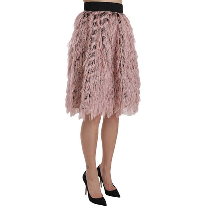 Dolce & Gabbana Pink Gold Fringe Metallic Pencil A-line Skirt Dolce & Gabbana