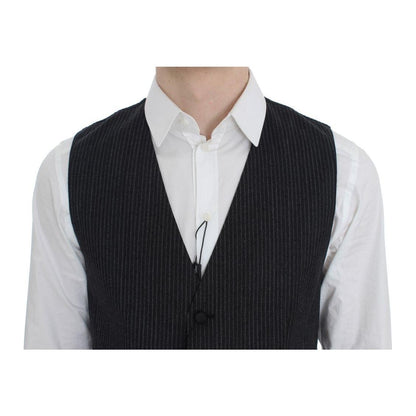 Dolce & Gabbana Gray Striped Formal Vest Dolce & Gabbana