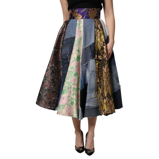 Dolce & Gabbana Multicolor Patchwork High Waisted Midi Skirt Dolce & Gabbana