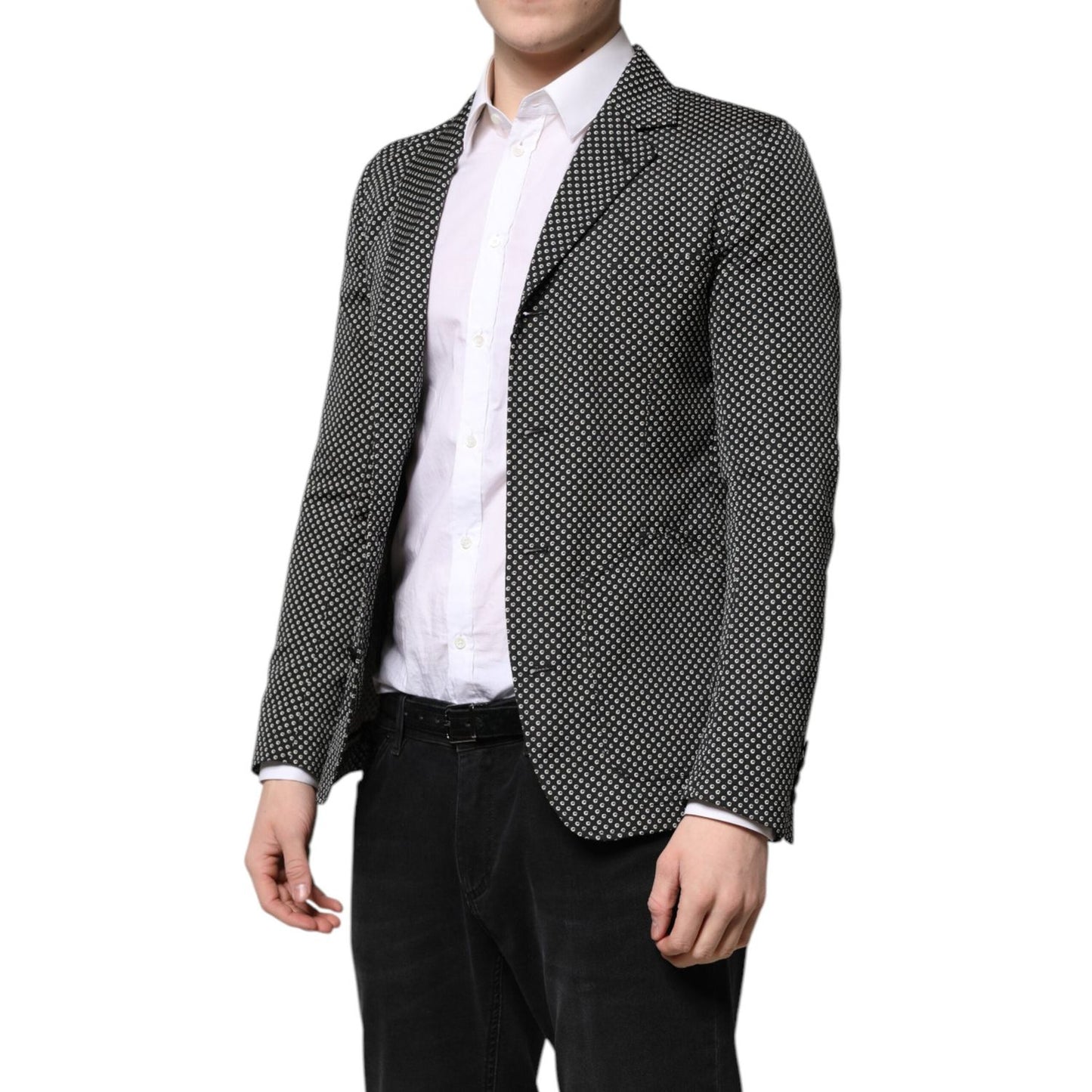 Dolce & Gabbana Black White Patterned Men Suit Coat Blazer KOS2316-44