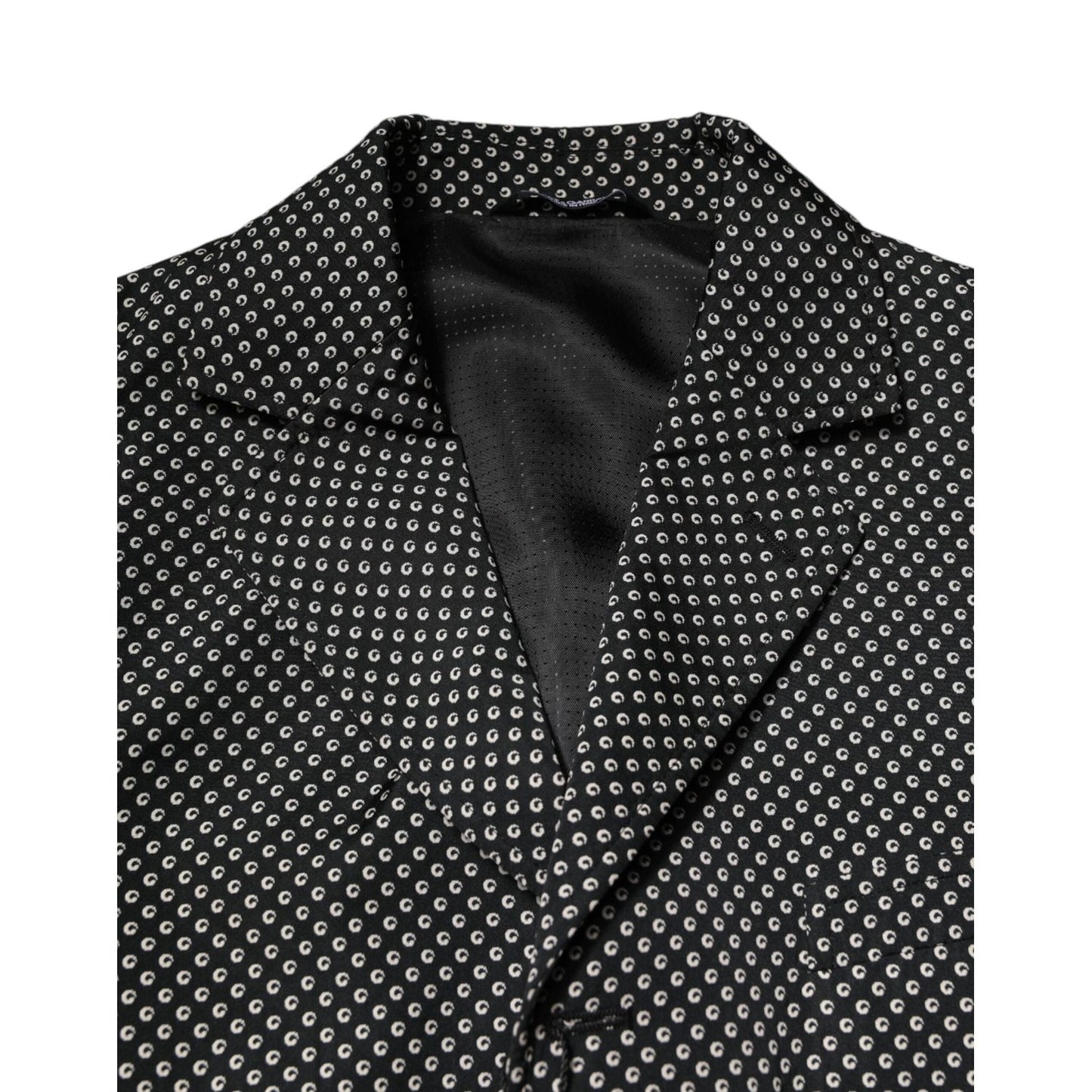 Dolce & Gabbana Black White Patterned Men Suit Coat Blazer KOS2316-44