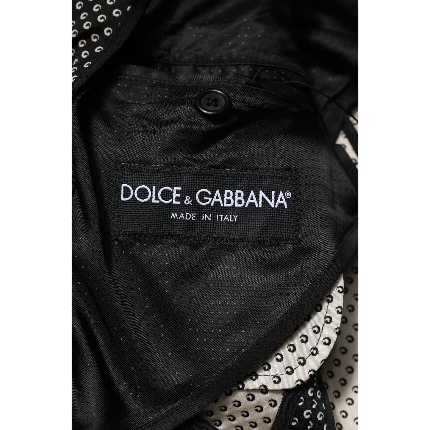 Dolce & Gabbana Black White Patterned Men Suit Coat Blazer KOS2316-44